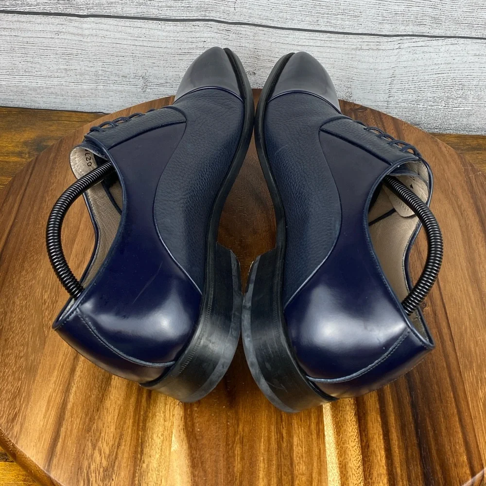 Pelle Line Bryan Cap Toe Deer Skin Navy Leather Oxford Men’s Size 11 EU 44